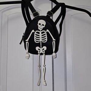 Bath & Body Works Black Mini Backpack with White Skeleton Accent
